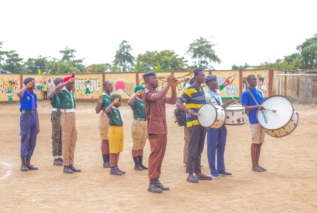 Marching band performing at the opening ceremony